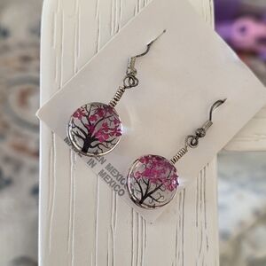 Pink Floral Drop Earrings